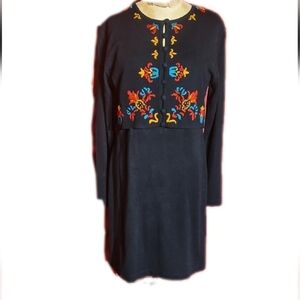 Vintage Sweater Dress With Embroidery Size Large